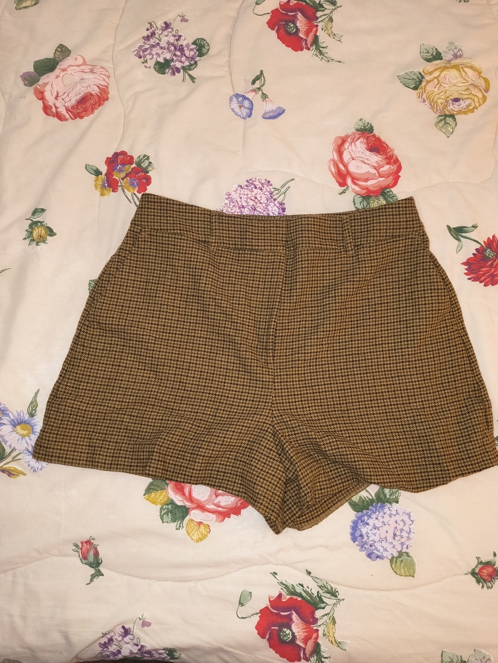 Boden Brown Houndstooth Tweed Tailored Shorts Women's US 12R UK 16 Wool Blend